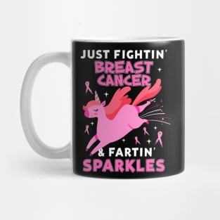 breast cancer funny unicorn farting sparkles Mug